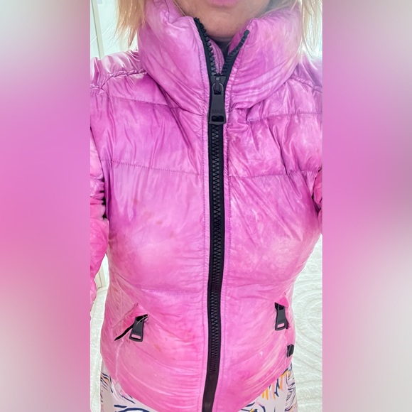 SAM.Hot Pink Puffer Jacket Custom Tie Dyed - Picture 1 of 8